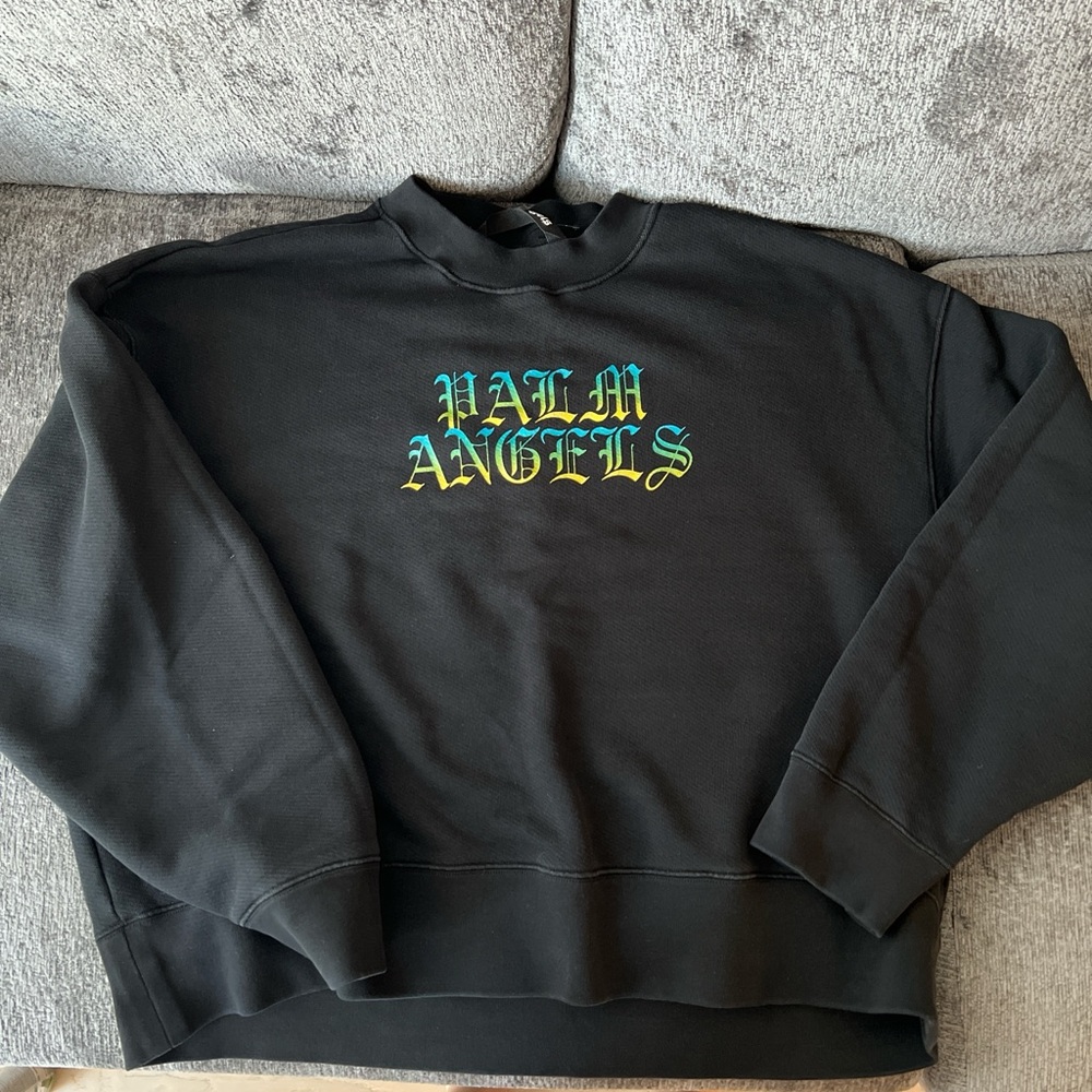 Palm Angels Black Sweater with Gothic Logo